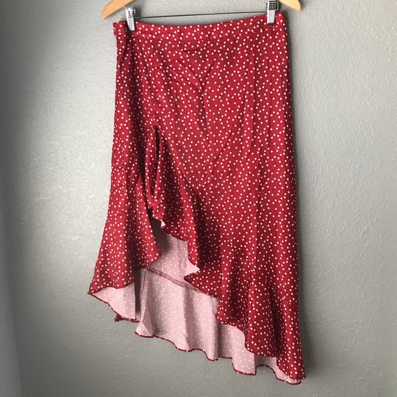 SHEIN Dresses & Skirts - SHEIN Ruffle Asymmetrical Heart Print Skirt